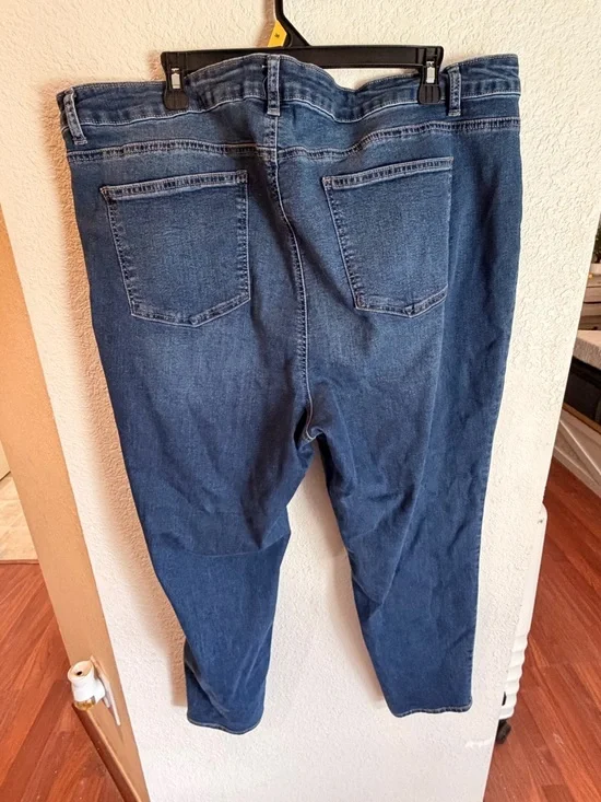 Women's Straight-Leg Dark Blue Jeans - Picture 6 of 6